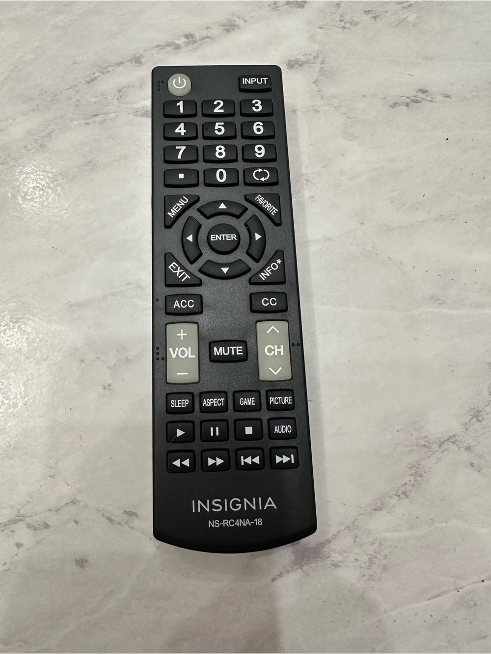 Insignia NS-RC4NA-18 TV television remote control black - untested